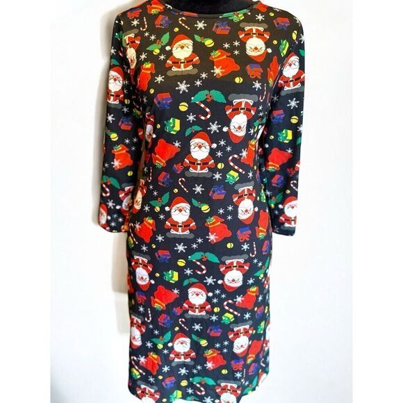 Cute Ugly Women’s Christmas Dress Santa Clause Presents AOP Size S Fast Ship - Picture 1 of 9